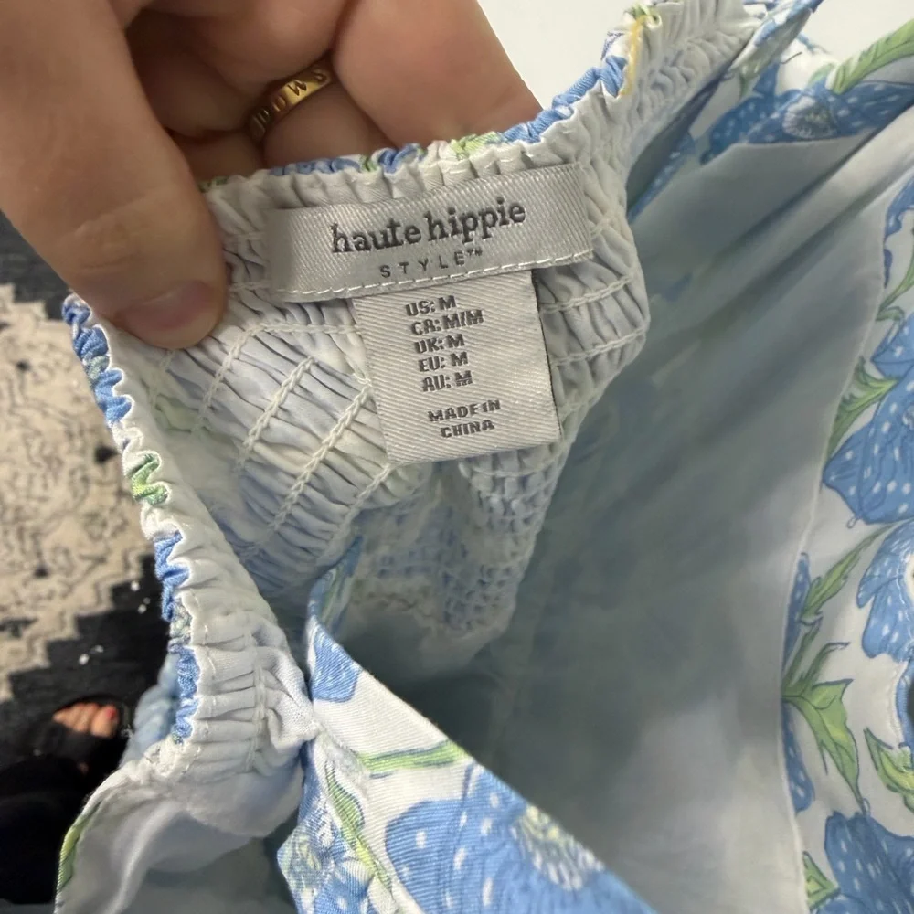 Haute Hippie Blue and White Floral Tiered Maxi Dress - Picture 4 of 4